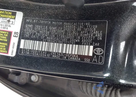 2010 Toyota Corolla Le z USA, uszkodzony, nr VIN 2T1BU4EE9AC311765